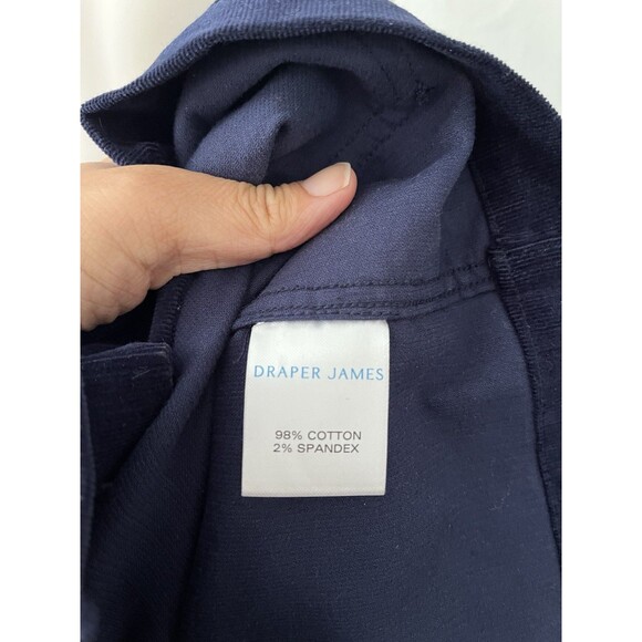 Navy Blazer Crushed Velvet Draper James Jacket With Pockets Size Medium - Picture 3 of 8